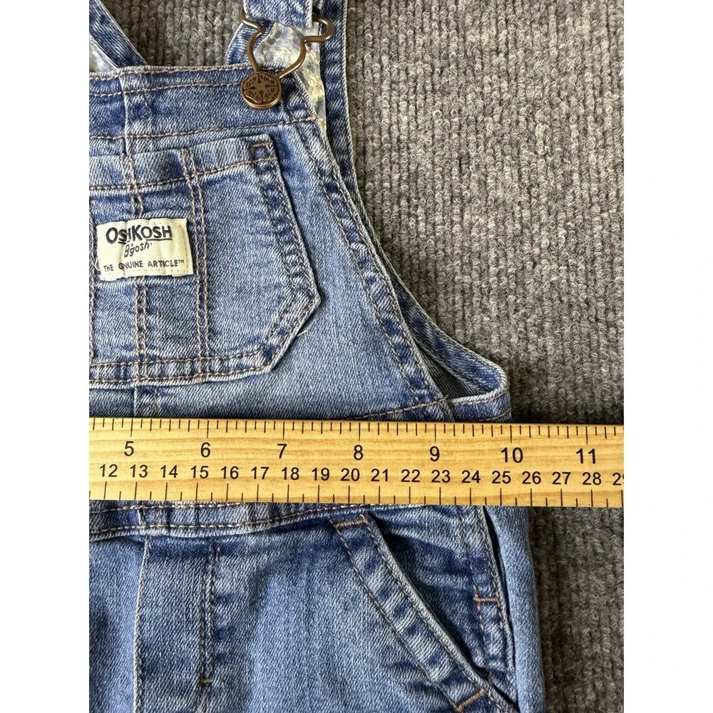 OshKosh B'gosh Baby Denim Overalls 12M Blue Snap Leg Floral‎ Cuff - Picture 7 of 10